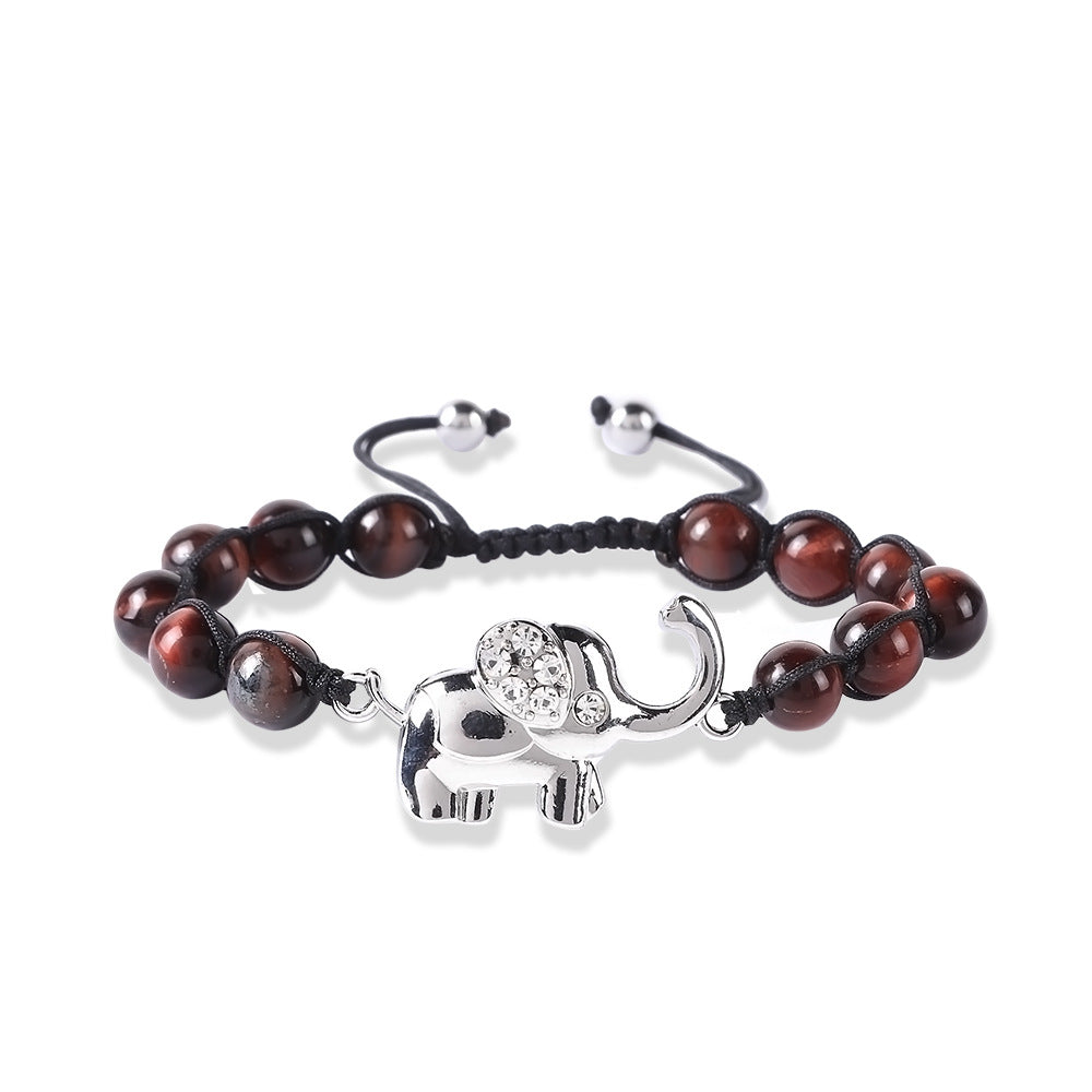 Wholesale Elephant Woven Natural Stone Bracelet 8mm Tiger Eye Stone Volcanic Stone Bracelets ACC-BT-Hongx011
