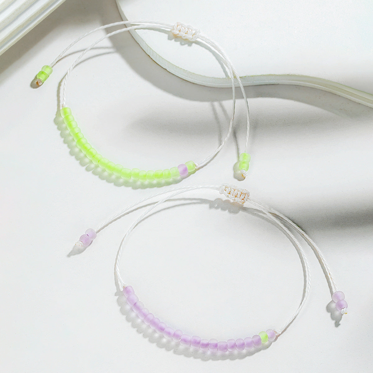 Wholesale Luminous Rice Beads Braided Adjustable Women's Card Bracelet