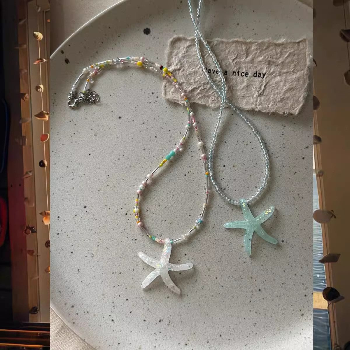 Wholesale Dancing Starfish Summer Beach Fresh Dopamine Necklace