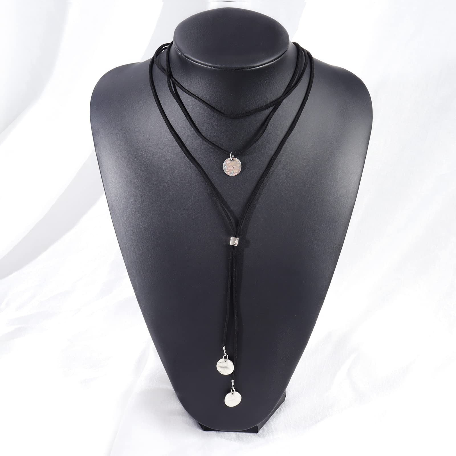 Wholesale Artificial Leather Bohemian Turquoise Layered Stacking Necklace Retro Geometric Pendant Jewelry Accessory