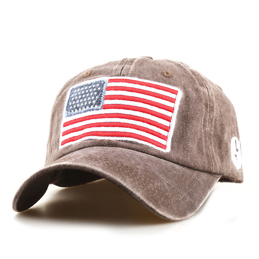 Wholesale American Flag Classic  Baseball Cap Embroidered Letter Patch Washed Cotton Hat