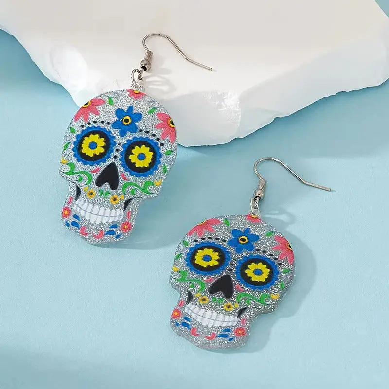 Wholesale Halloween Acrylic Skull Earrings ACC-ES-AnDao020