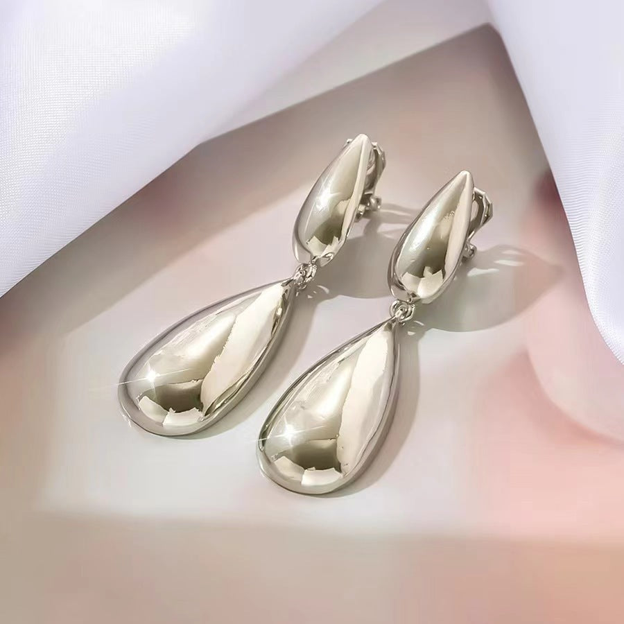Wholesale  fashion temperament earrings 18K gold stainless steel water drop earrings niche design high-end female