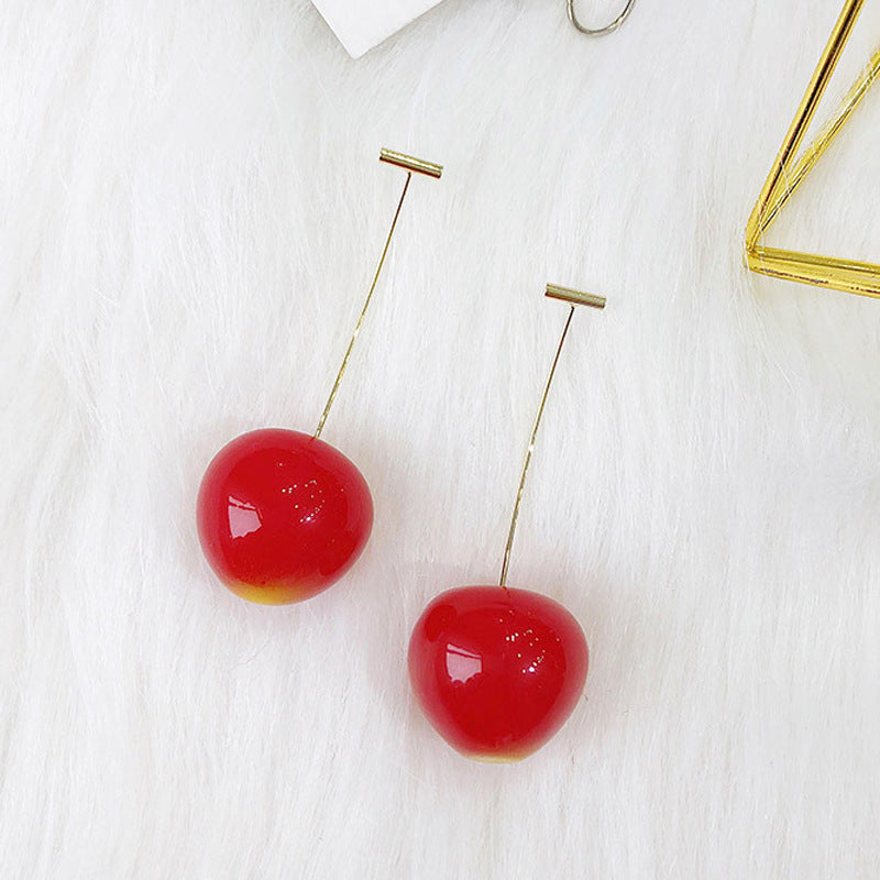 Wholesale  long cherries earrings creative  cute cherry earrings