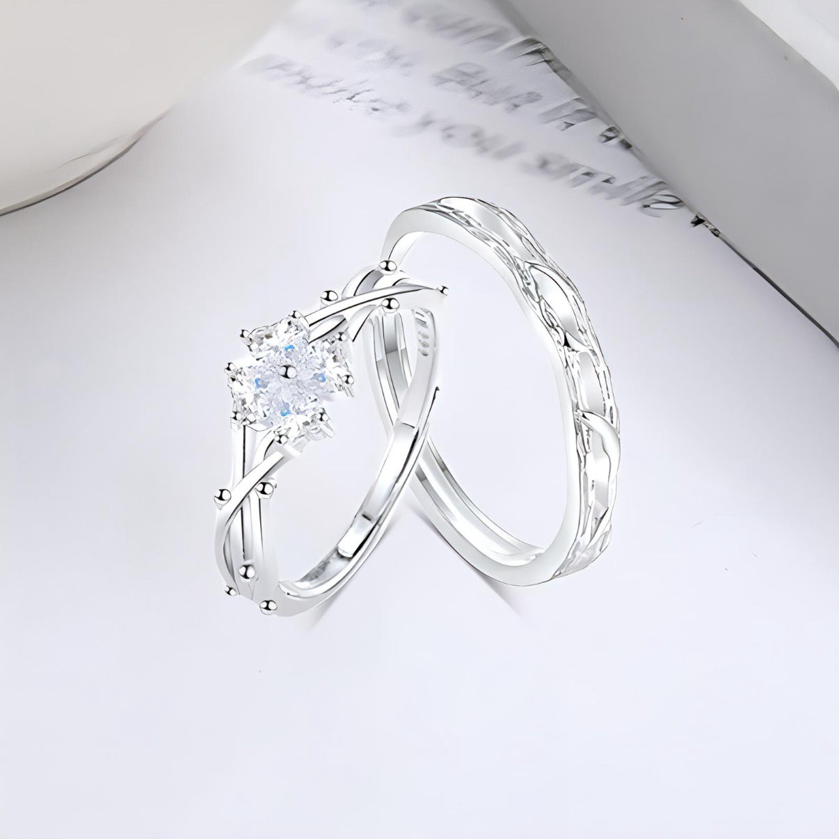 Wholesale 999 Silver Korean Style n Four Leaf Clover Adjustable Couple Ring Jewelry Accessory Gift For Boutique Resale