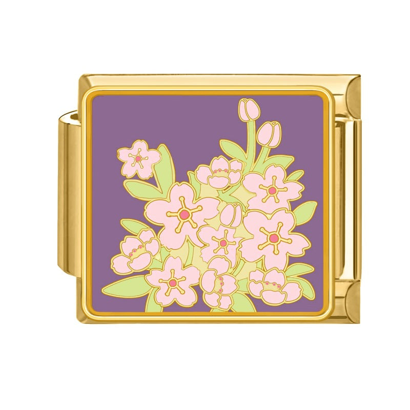 Wholesale 9mm Italian Charm Starter Bracelets DIY Flower Stainless Steel Composable Bracelet