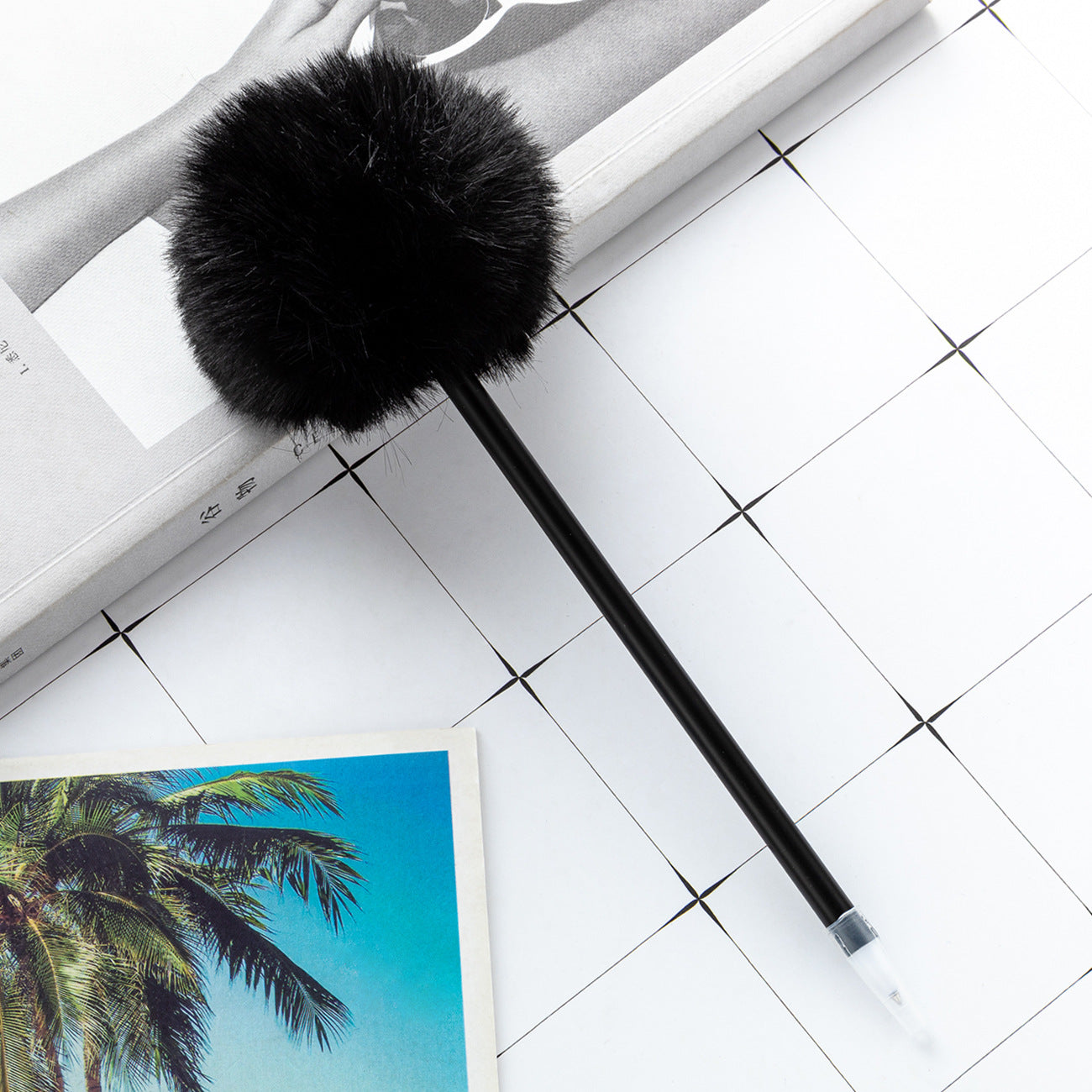 Wholesale Creative Plastic Hair Ball Pen Cartoon Cute ACC-PN-HuaHao009