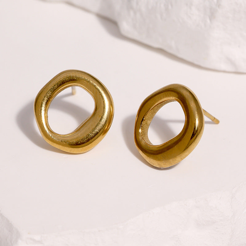 Wholesale Geometric Stainless Steel Earrings For Women Modern Minimalist Circle Design Fashion Jewelry Accessory