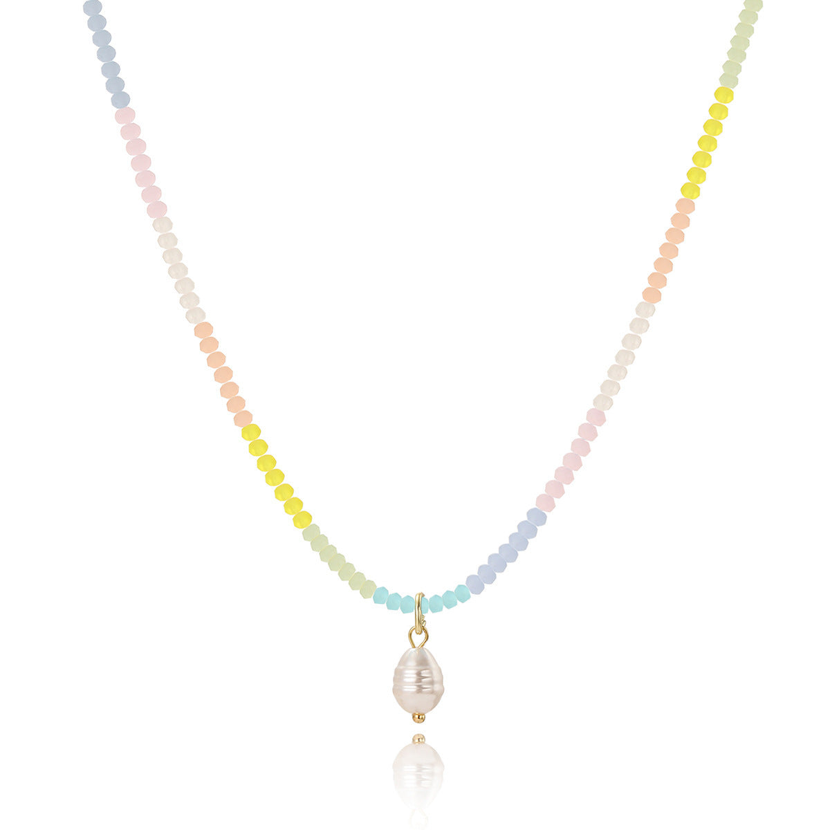 Wholesale  Non-Fading Simple Rice Bead Beaded Necklace Women' s Light Luxury Niche Design Color Crystal Necklace