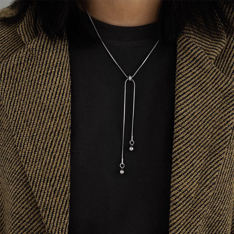 Wholesale Titanium Steel  Fadeless Pull Snake Bone Round Bead Necklace