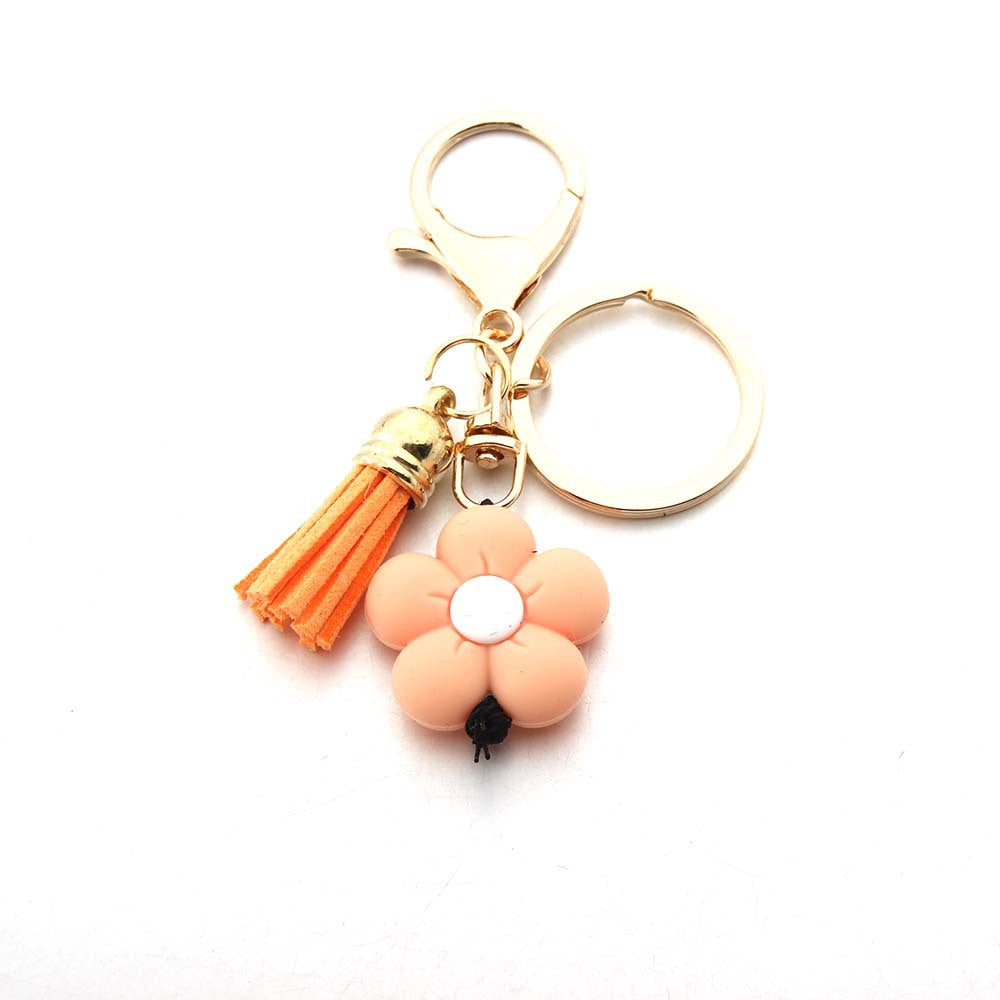 Wholesale Sunflower Tassel Silicone Beaded Keychain Cute Keychain ACC-KC-JinAn019