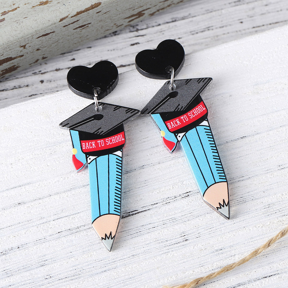 Wholesale  Bachelor's Hat Book Love Stitching Pendant Earrings