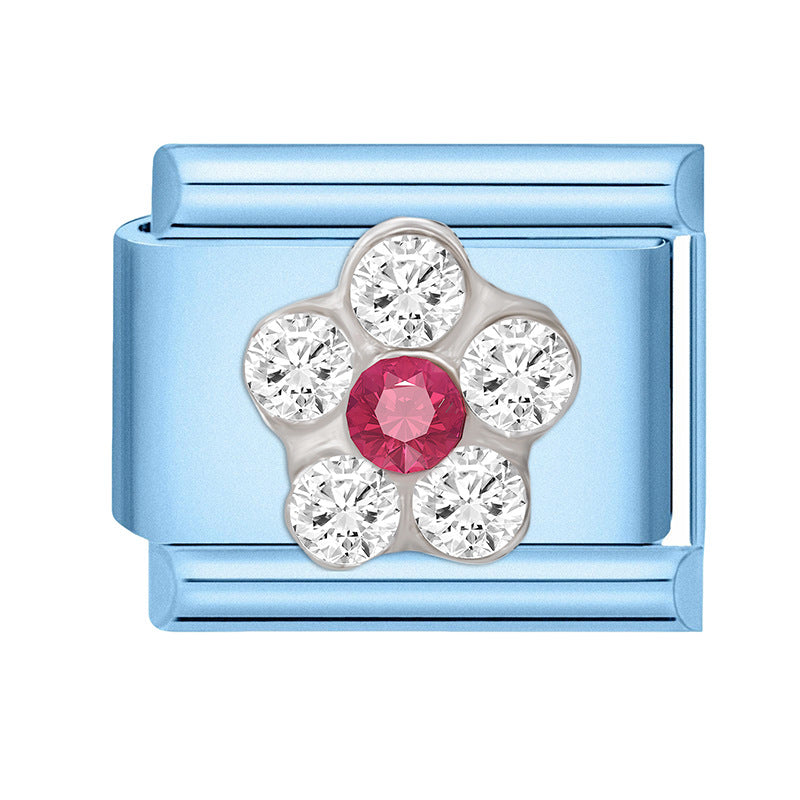 Wholesale 9mm Italian Charm Starter Bracelets blue series  DIY  Single Section Creative Stainless Steel Composable Bracelet