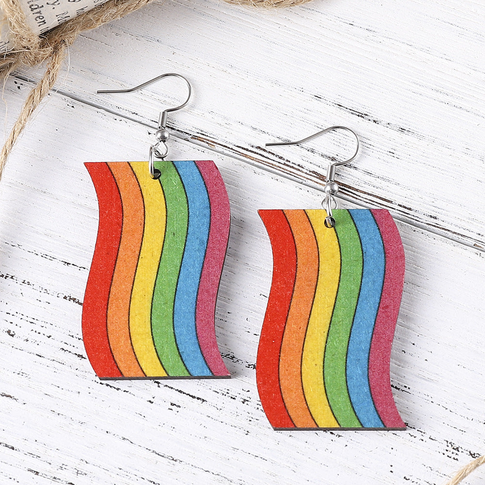 Wholesale  Rainbow Summer Love Geometric Simple Multicolor Earrings