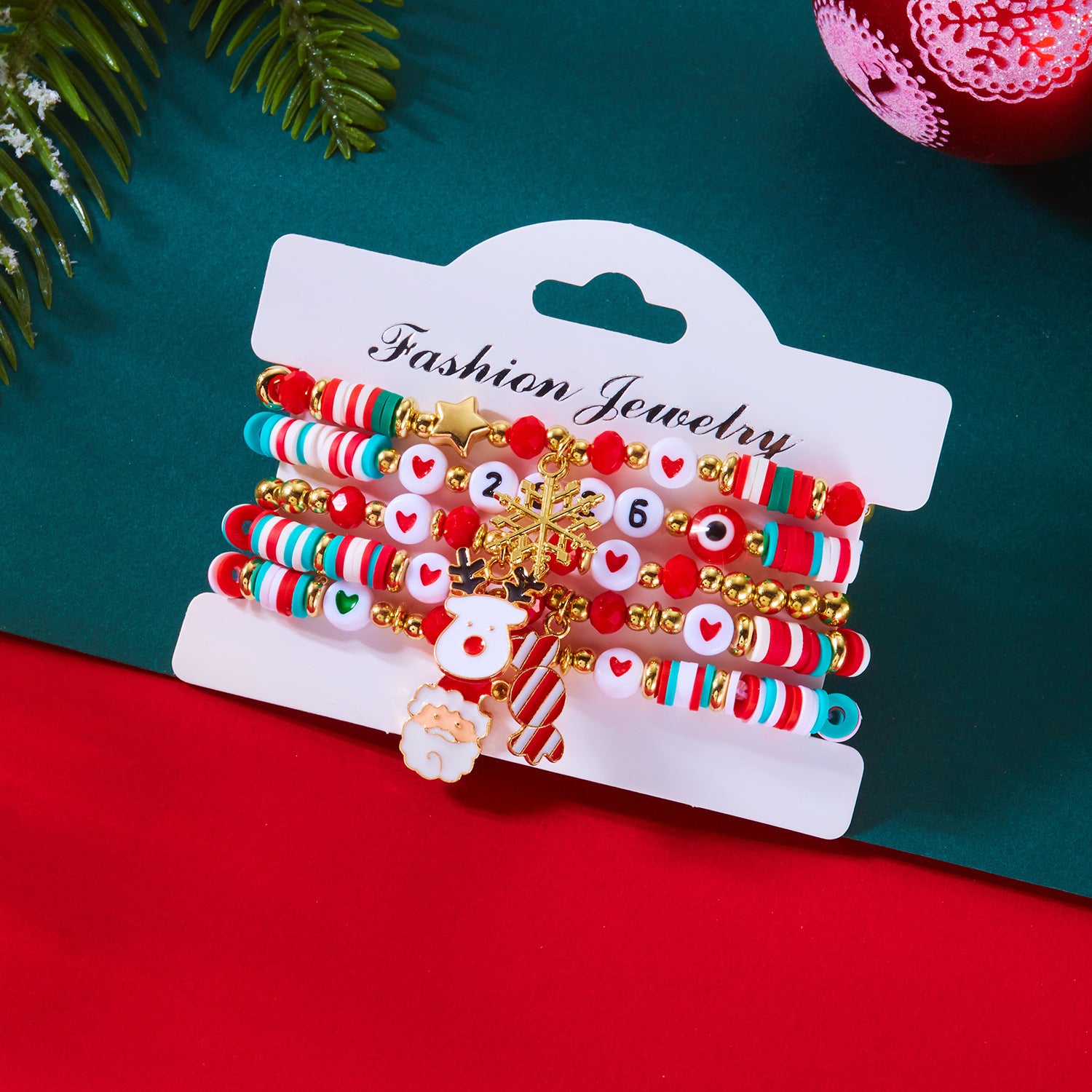 Wholesale Christmas Multi-layer Soft Ceramic Elk Bracelet Set