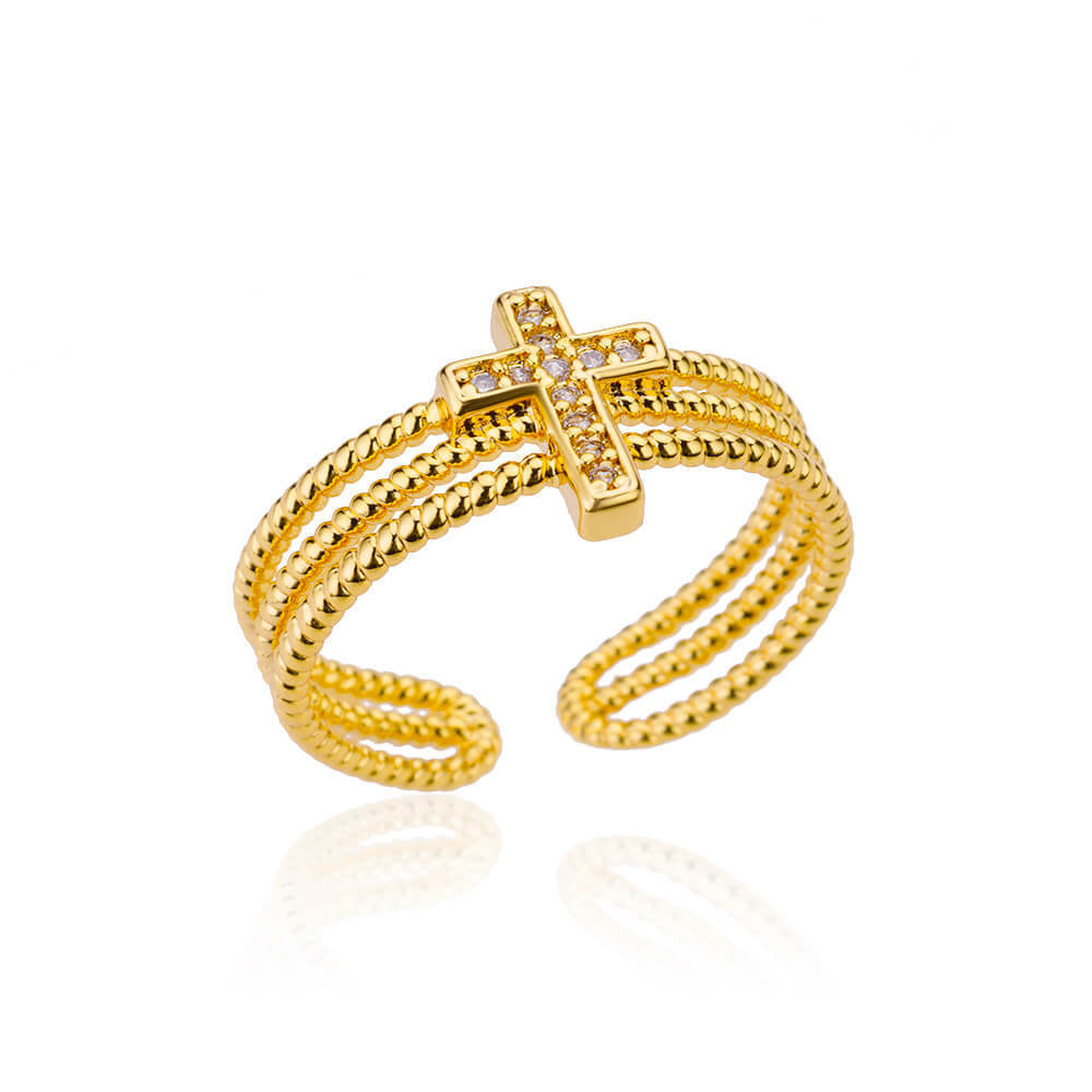 Wholesale  Cross Zircon Open Ring Fashion Accessory for Women