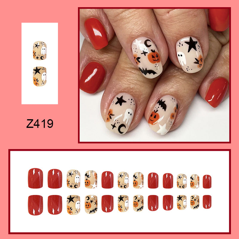 Wholesale 24 Pieces/box Halloween Press-on Nails Kits Nail Stickers ACC-NS-FengLi015