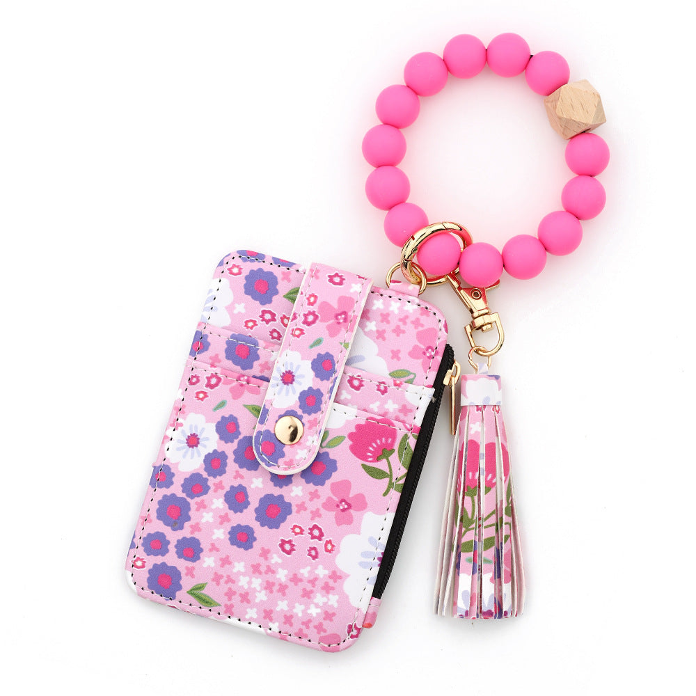 Wholesale Silicone Handstring Floral Folded  Wristlet Keychain