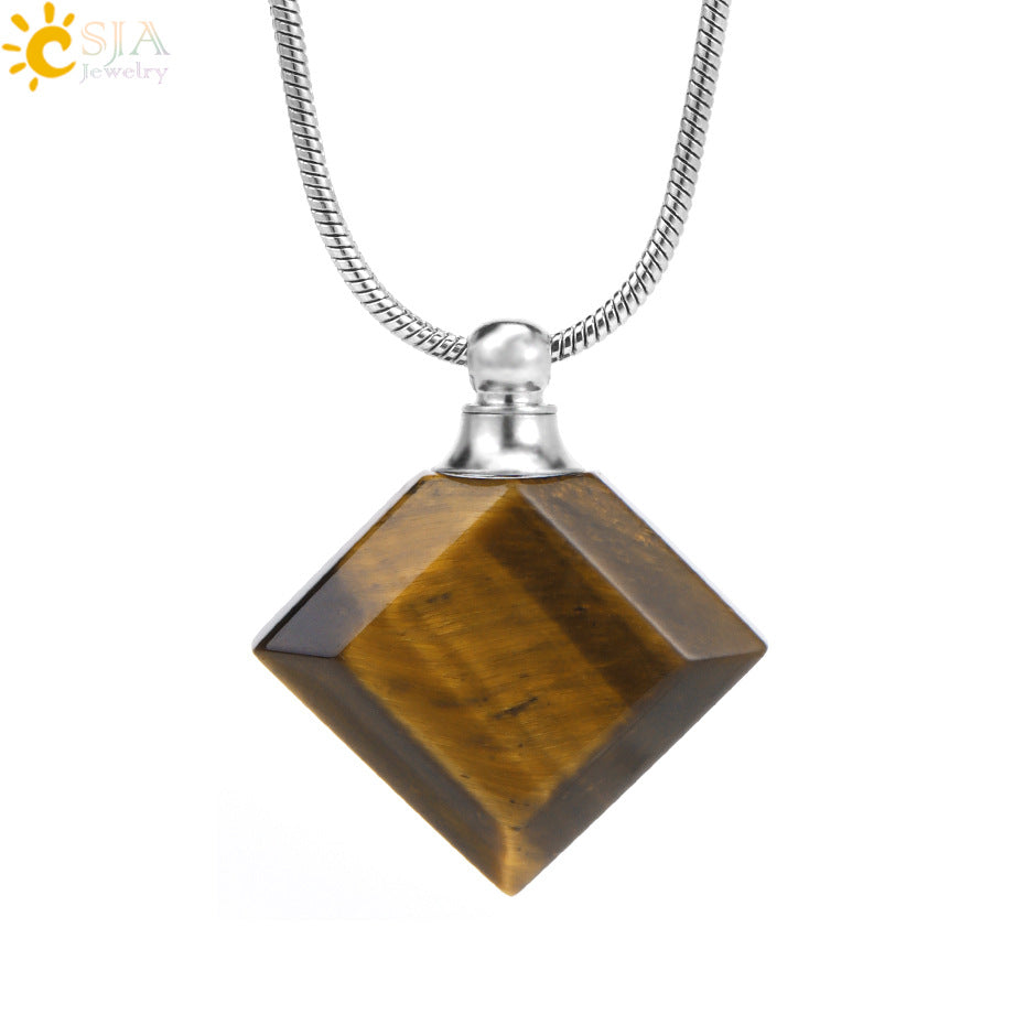 Wholesale Natural Stone Crystal Perfume Diffuser Small Pendant Necklace ACC-NE-HuaiShe004