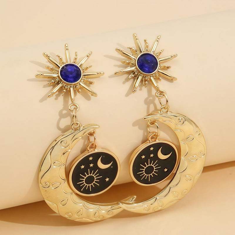Wholesale  Alloy Distinctive Diamond  Star Moon Earrings