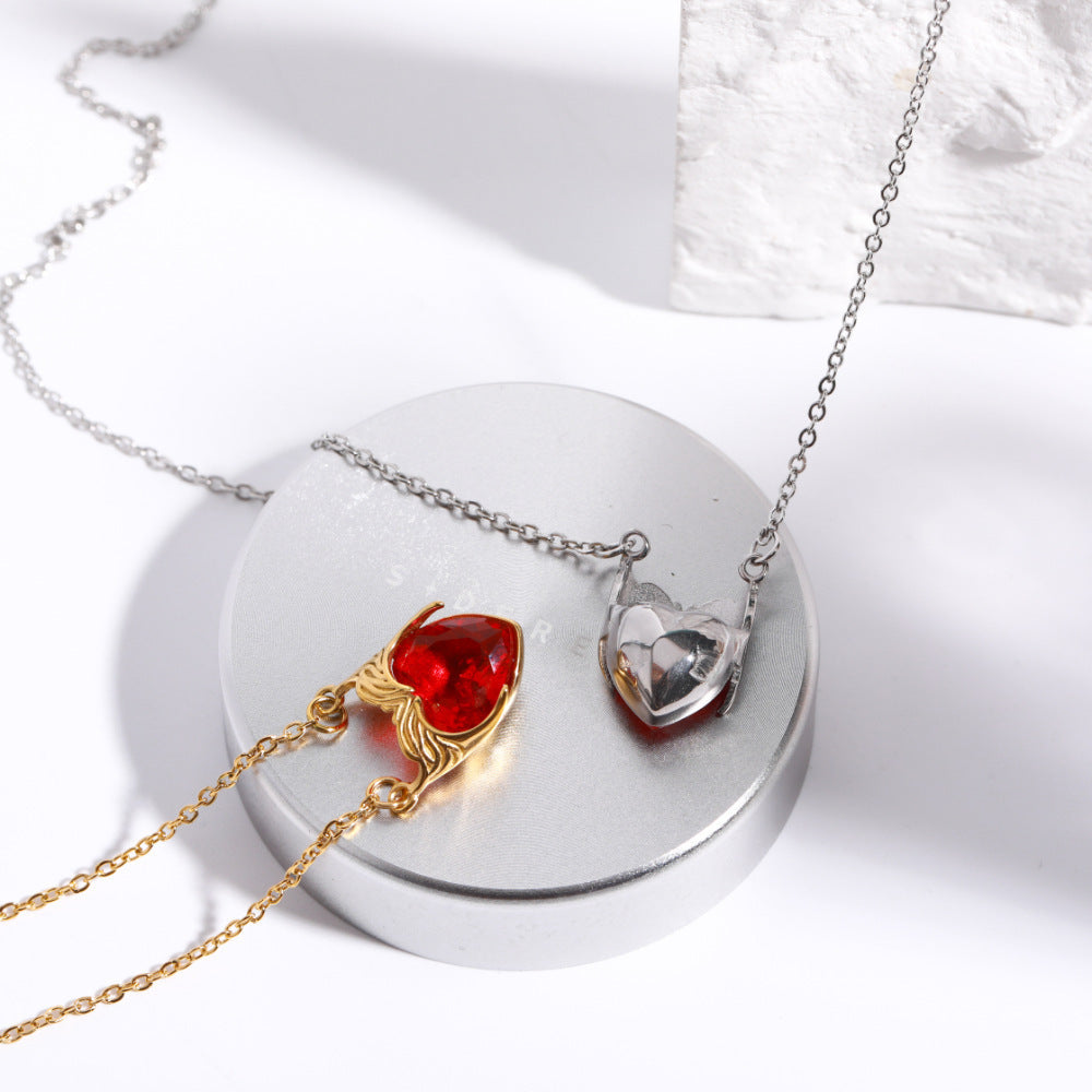 Wholesale Stainless steel  love zircon pendant necklace