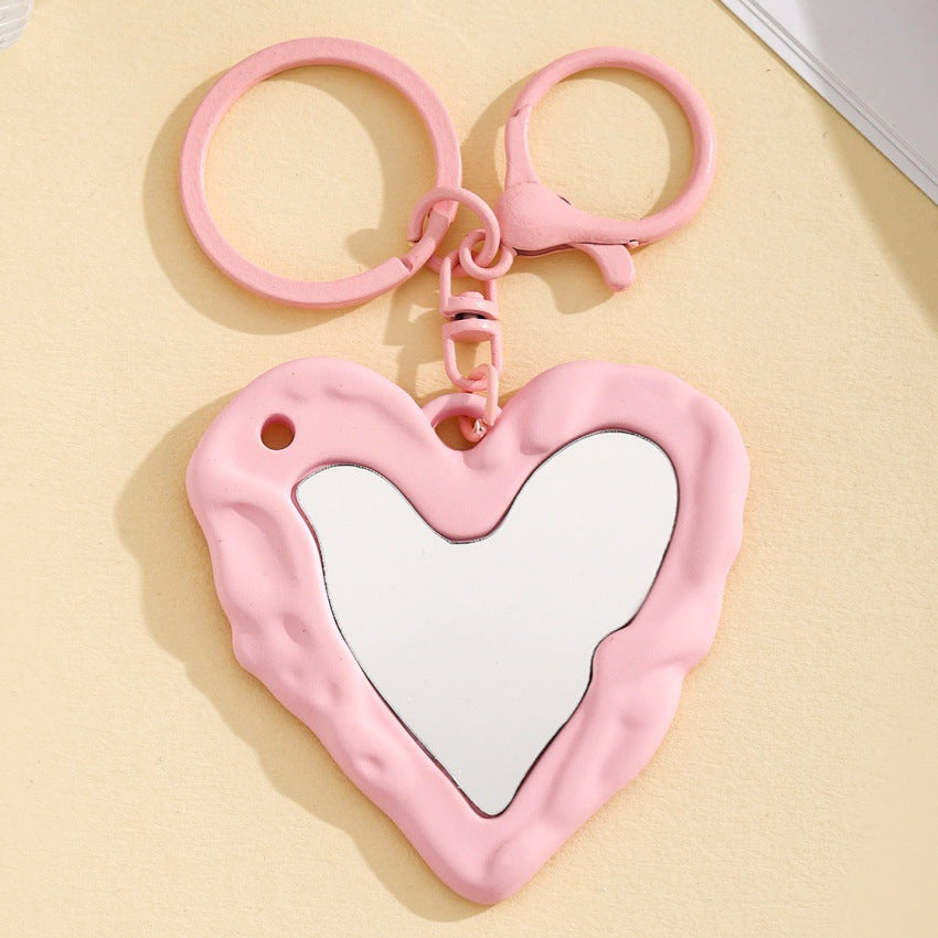 Wholesale sweet and cool acrylic heart mirror keychain pendant