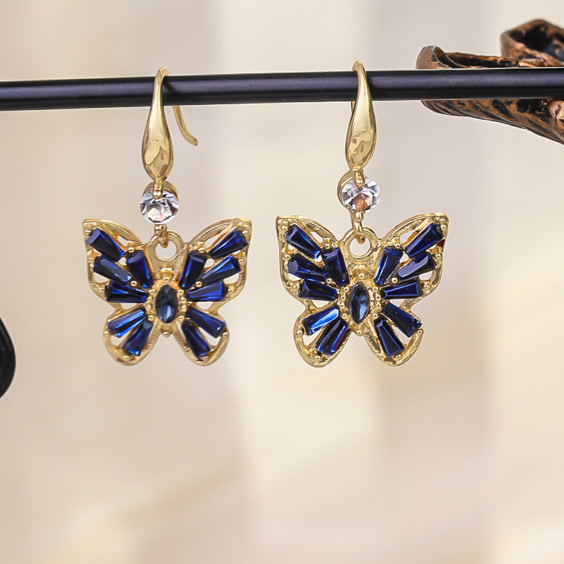 Wholesale Light Luxury Diamond Hollow Butterfly Earrings ACC-ES-RuLong013