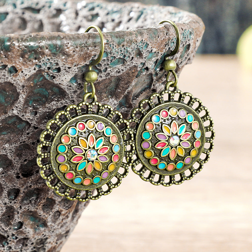 Wholesale Zinc Alloy Bohemian Water Drop Earrings Retro Ethnic Style Jewelry For Women Party Gift
