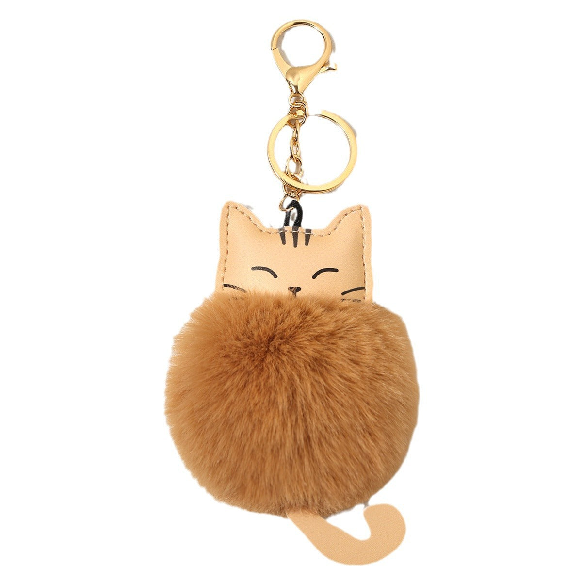 Wholesale Cartoon cat imitation rex rabbit plush ball key chain pendant lucky cat ladies bag car plush accessories