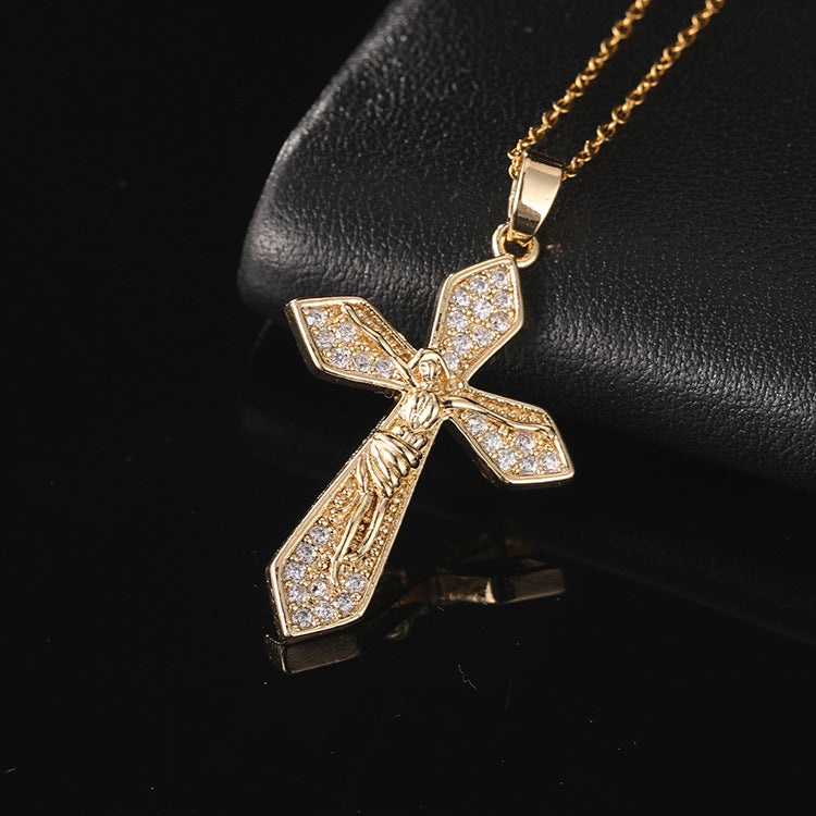Wholesale Vintage Gold Cross Necklaces Zircon Clavicle Chain Choker Necklace ACC-NE-SY010