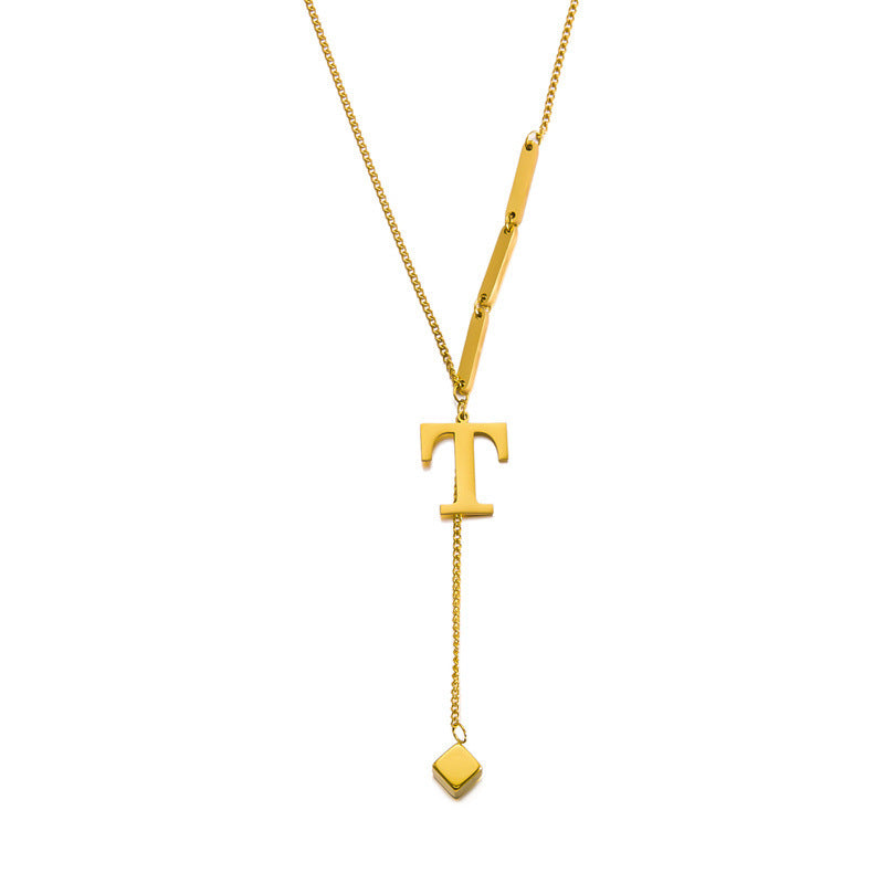 Wholesale square titanium steel letter necklace