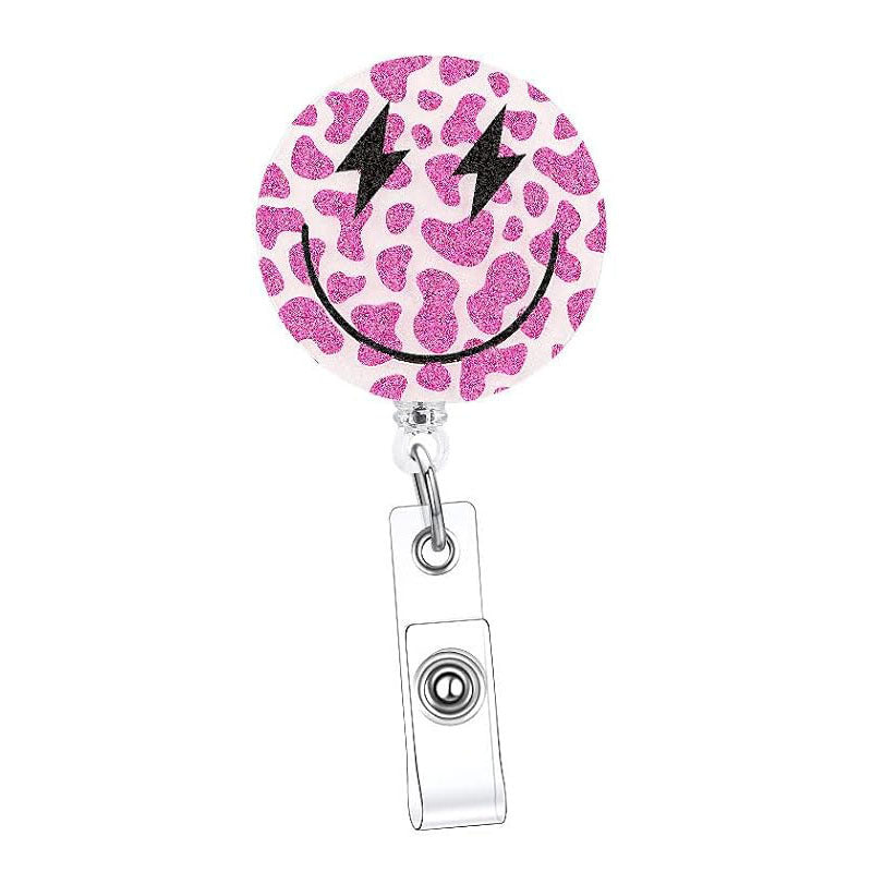 Wholesale Colorful Acrylic Printed Smiley Face Badge Scroll Keychains ACC-KC-XinDing002