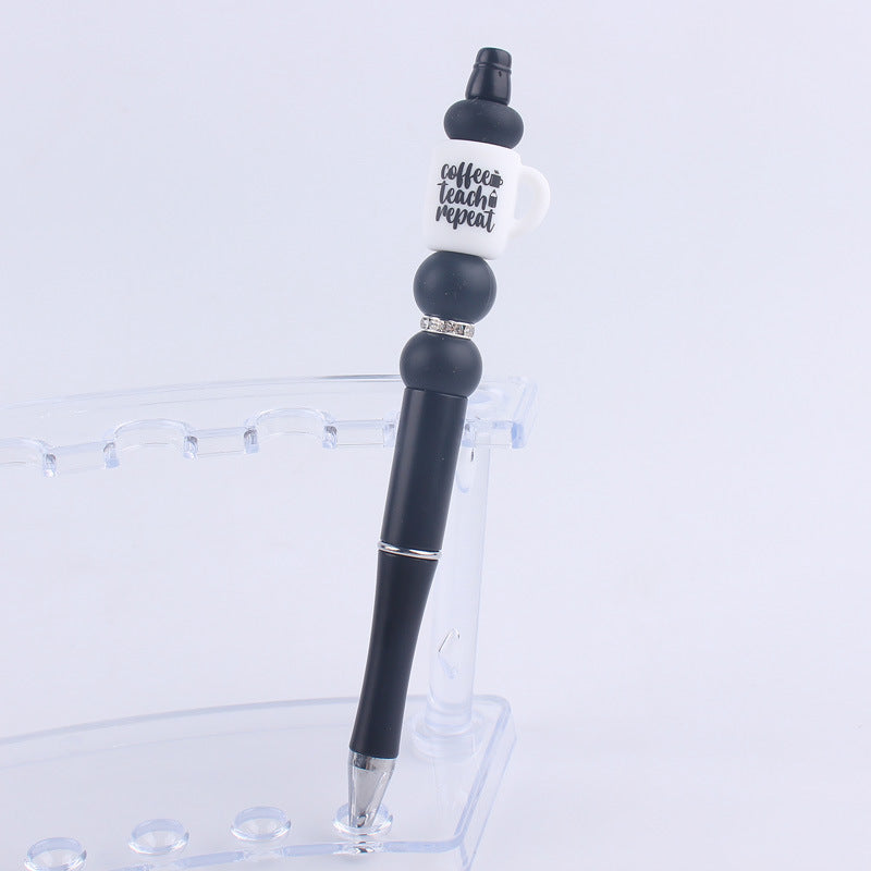 Wholesale  beaded pen creative handmade cartoon cup silicone beaded pen