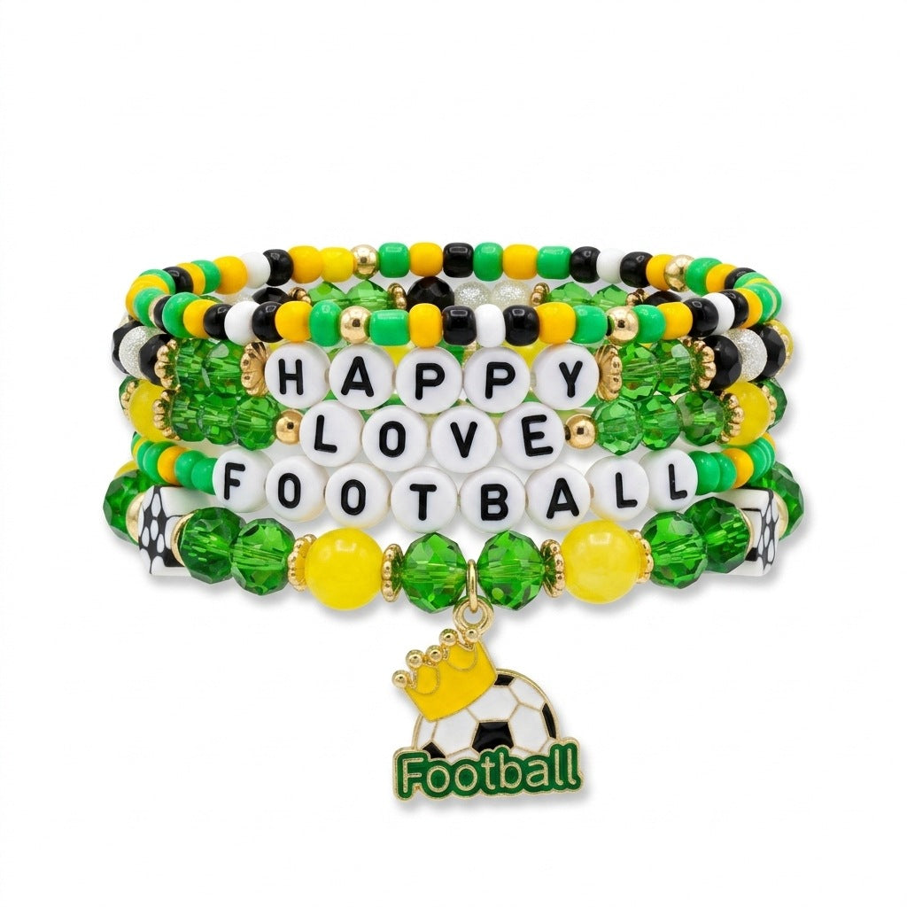 Wholesale Natural Stone Handmade Beads Football Bracelet Set Trendy Fashion Accessory