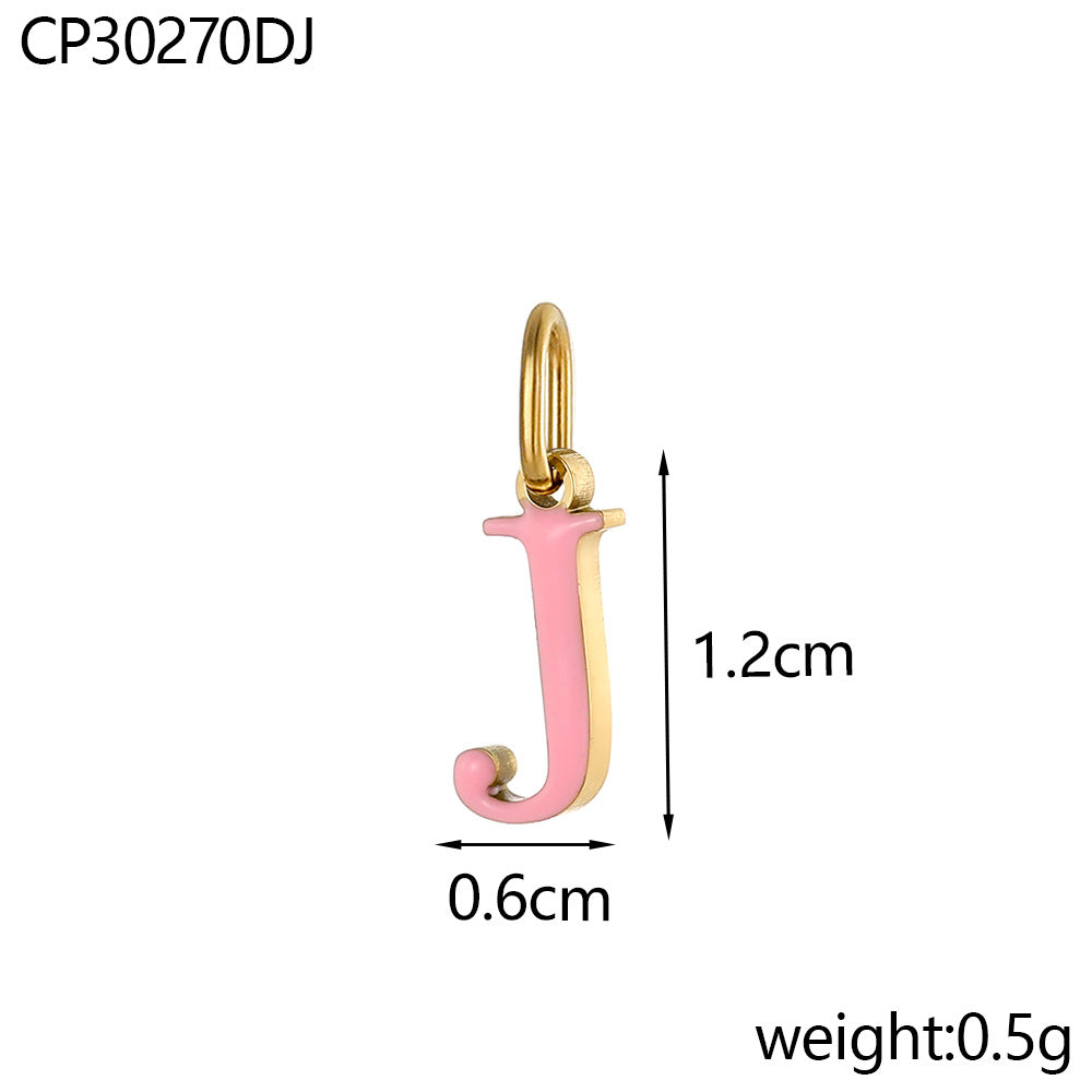 Wholesale Colorful 26 English letters oil-dripping stainless steel vacuum electroplating pendant