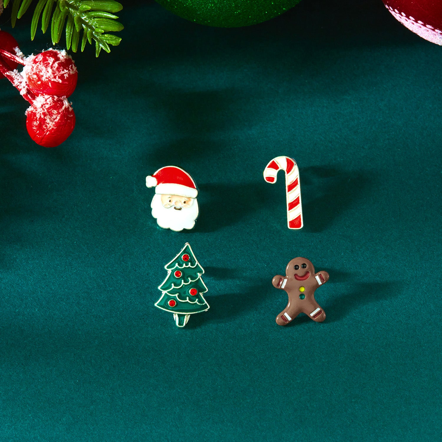 Wholesale Christmas Elk Old Man Bell Gingerbread Man Earrings 4-piece Set