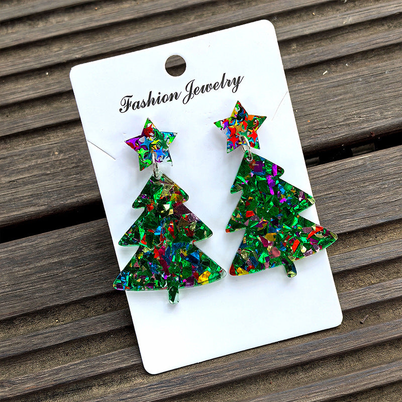 Wholesale Christmas Tree Pendant Acrylic Earrings