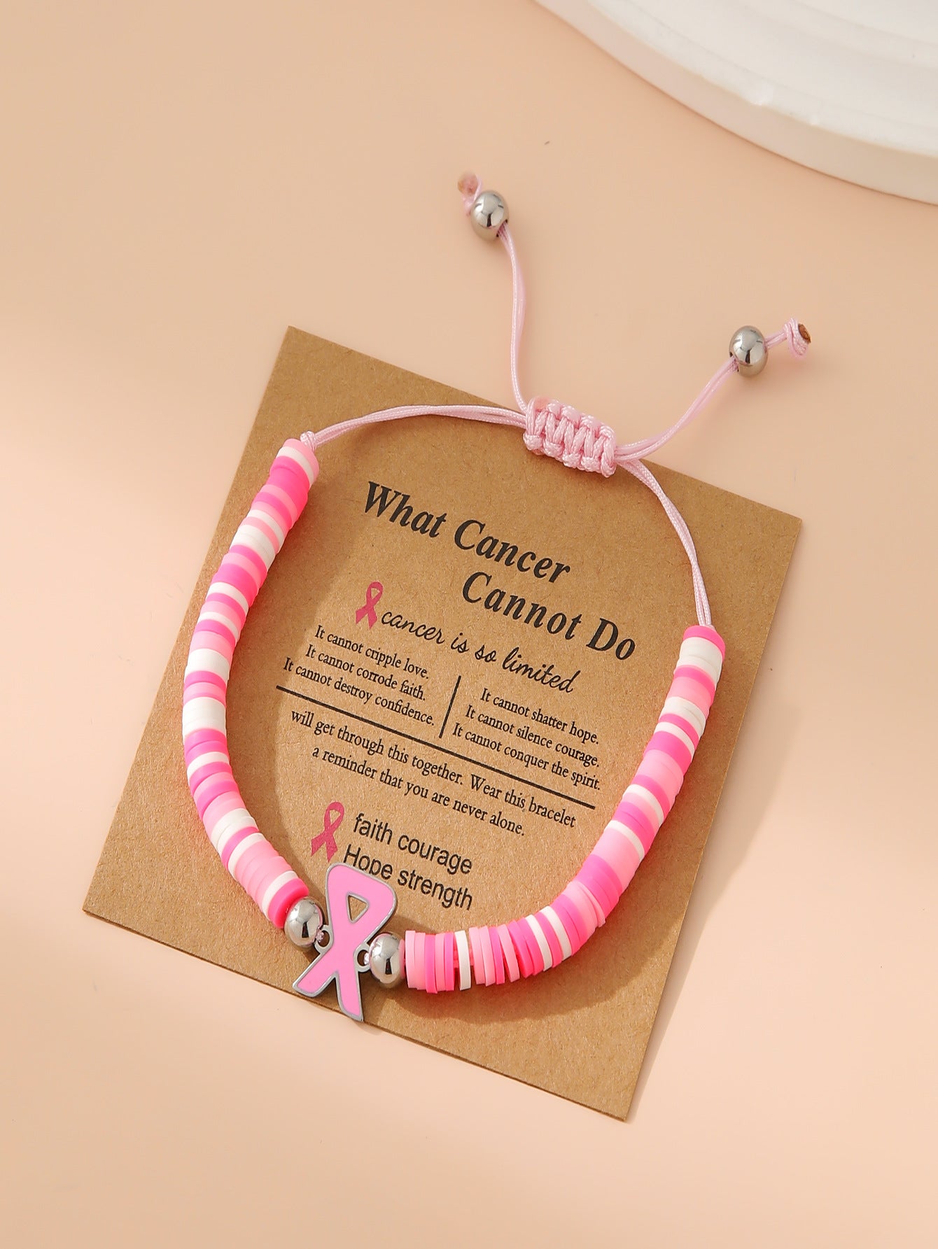 Bracelet de sensibilisation à la prévention des mammaires Promotionnel en gros du ruban rose