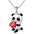 Wholesale cute pink heart-shaped square crystal Zircon panda necklace