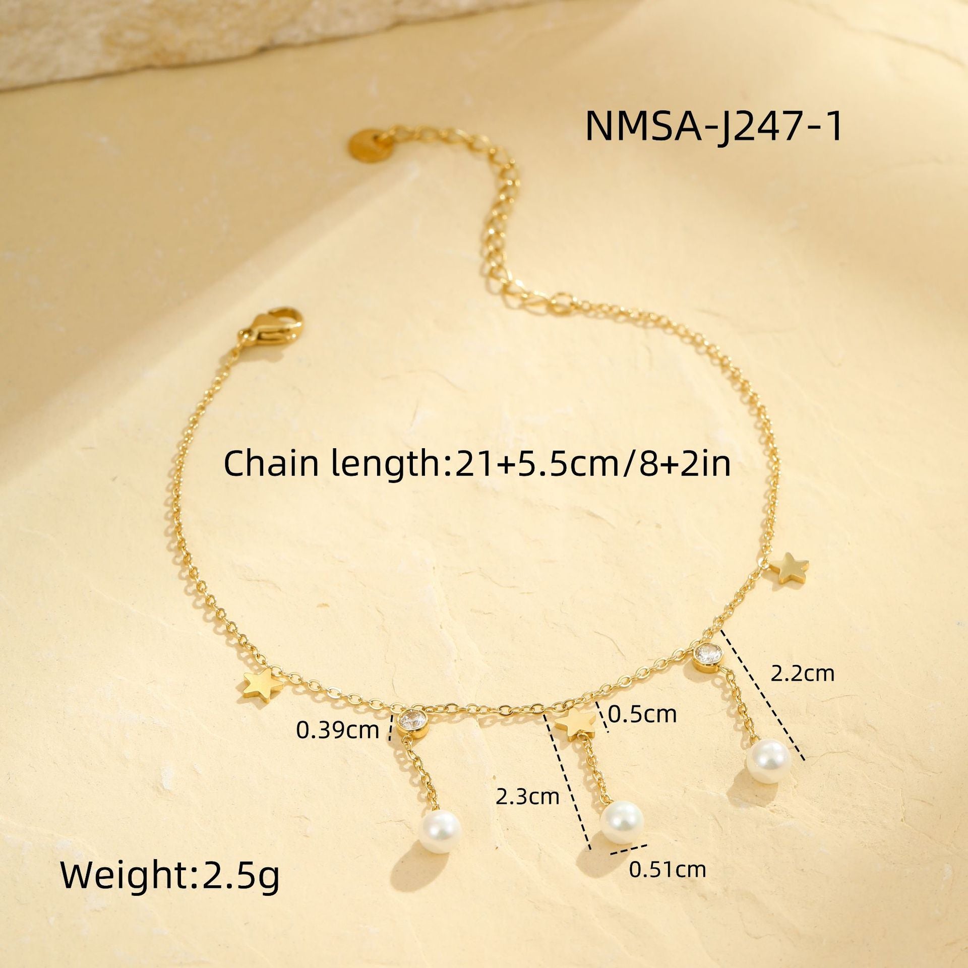 Wholesale Stainless steel summer beach design feeling tassel pearl  anklet