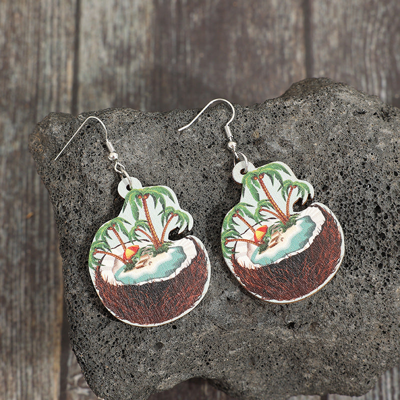 Wholesale Coconut Beach Wooden Earrings