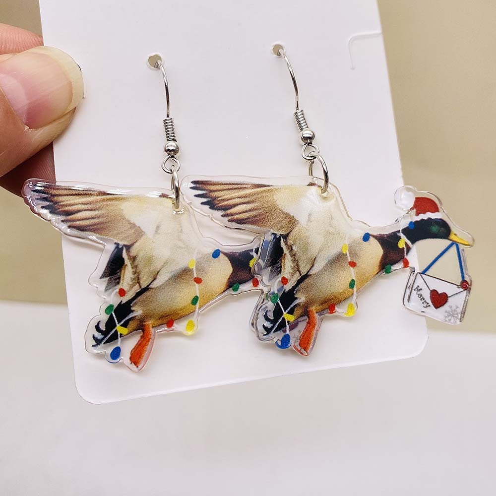 Wholesale Christmas Acrylic Colorful Elk Earrings
