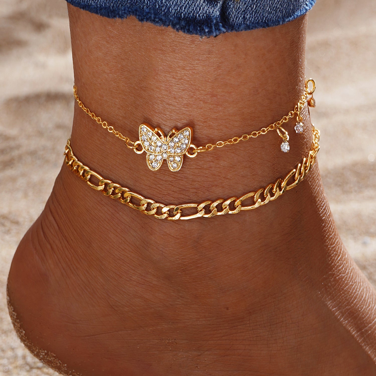 Wholesale Retro Beach Pineapple Pearl Layered Anklet Set For Women Fashion Jewelry Accessory Gift