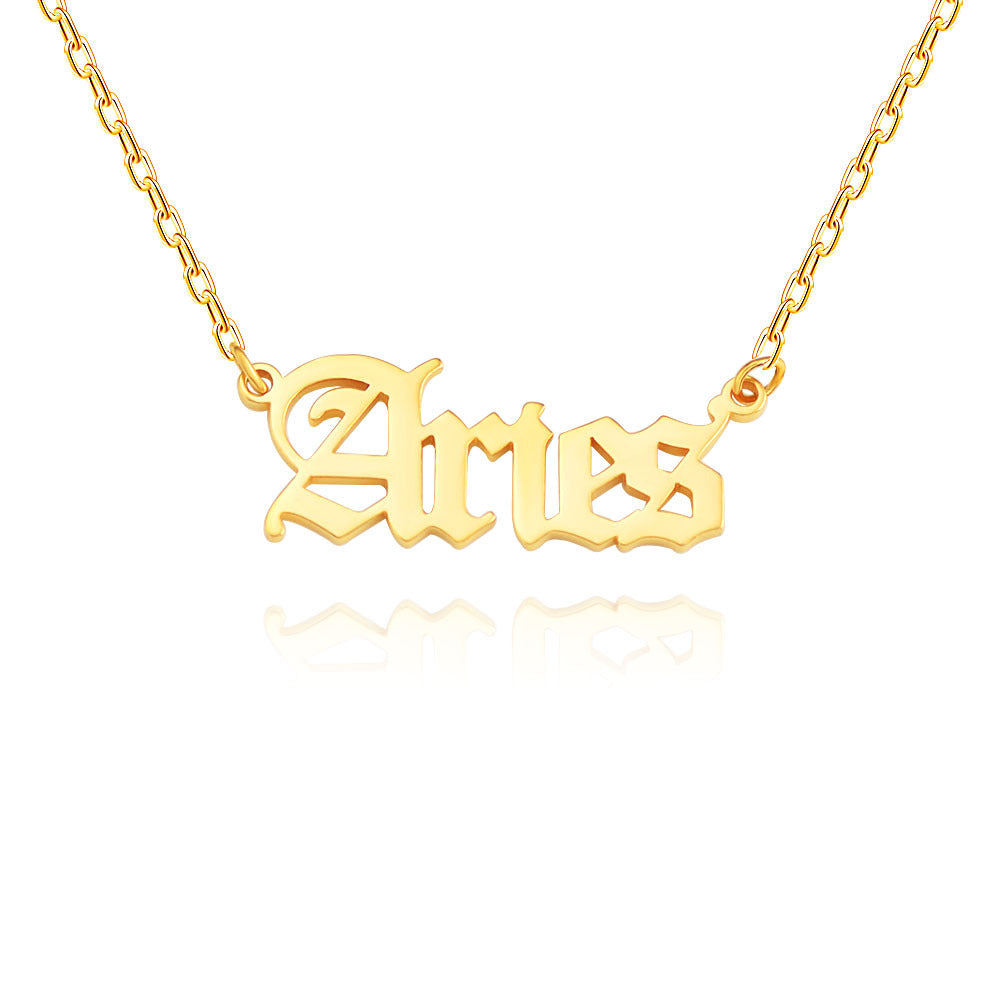 Wholesale Stainless Steel 12 Zodiac Letter Necklace ACC-NE-MiYi004