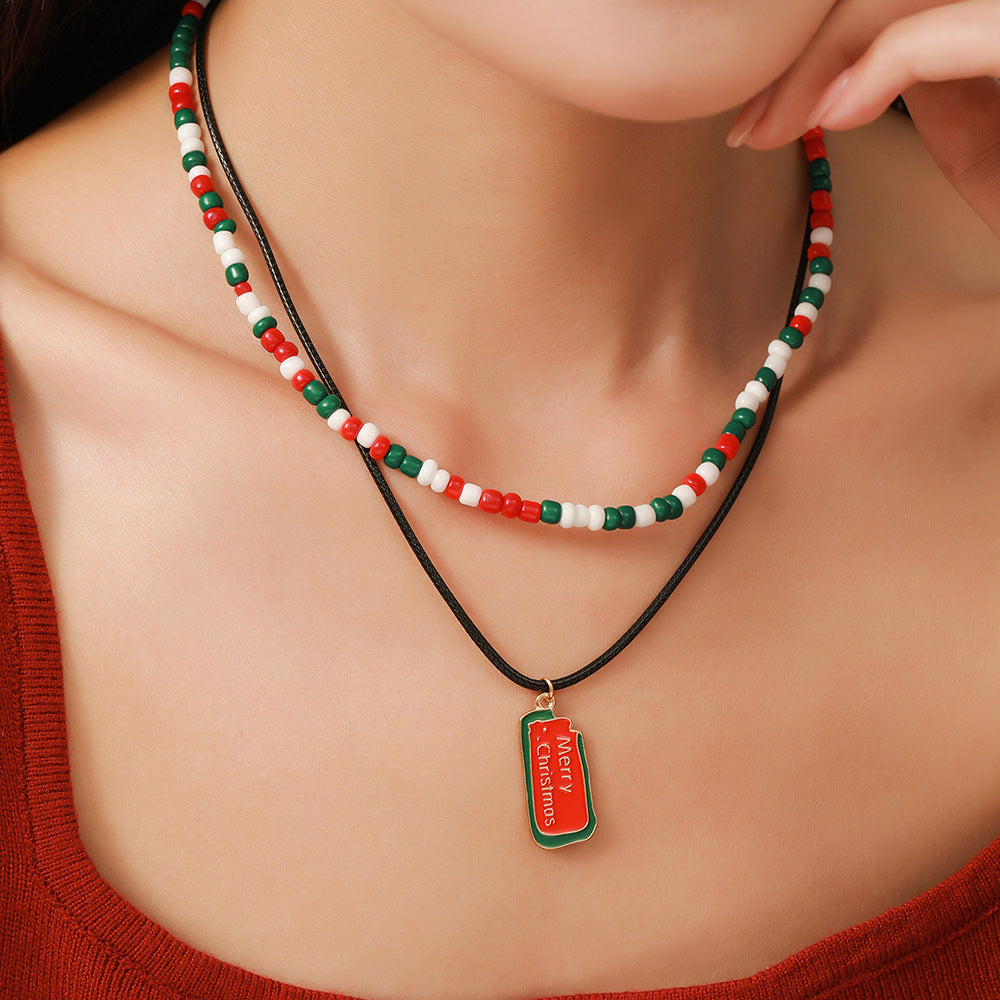 Wholesale Christmas Acrylic Rice Bead Necklaces ACC-NE-Zhey003