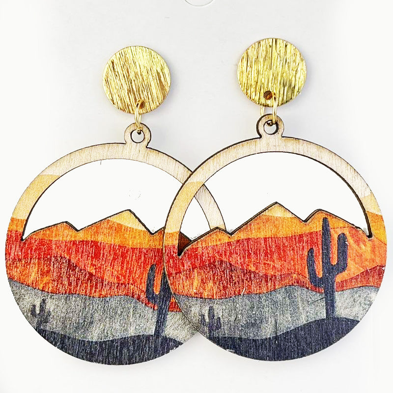 Wholesale 2 Pairs/pack Forest Natural Mountain Plant Leaf Maple Leaf Wood Earrings ACC-ES-HY157