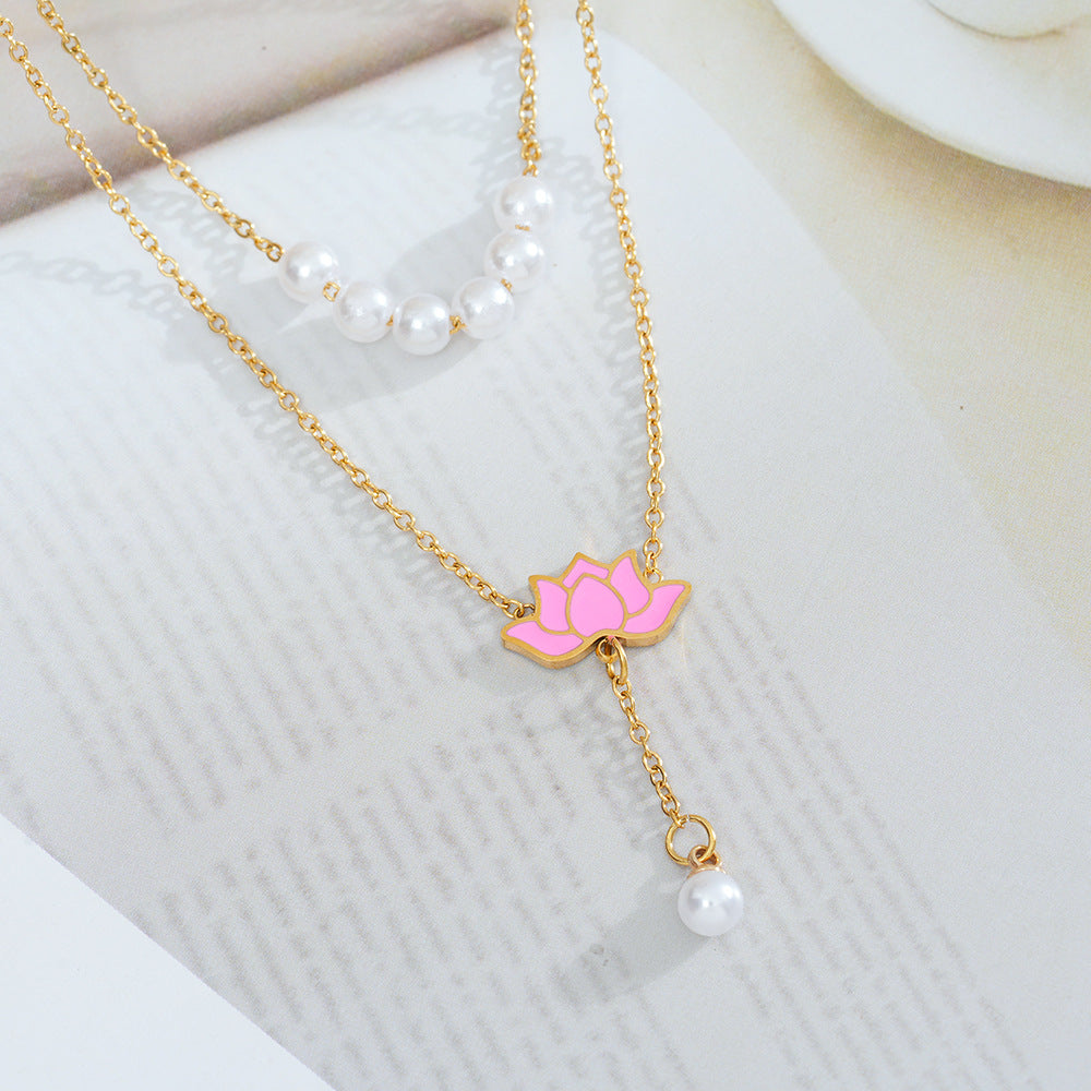 Wholesale Titanium Steel Gold Layered Pendant Necklace Fashion Jewelry Gift