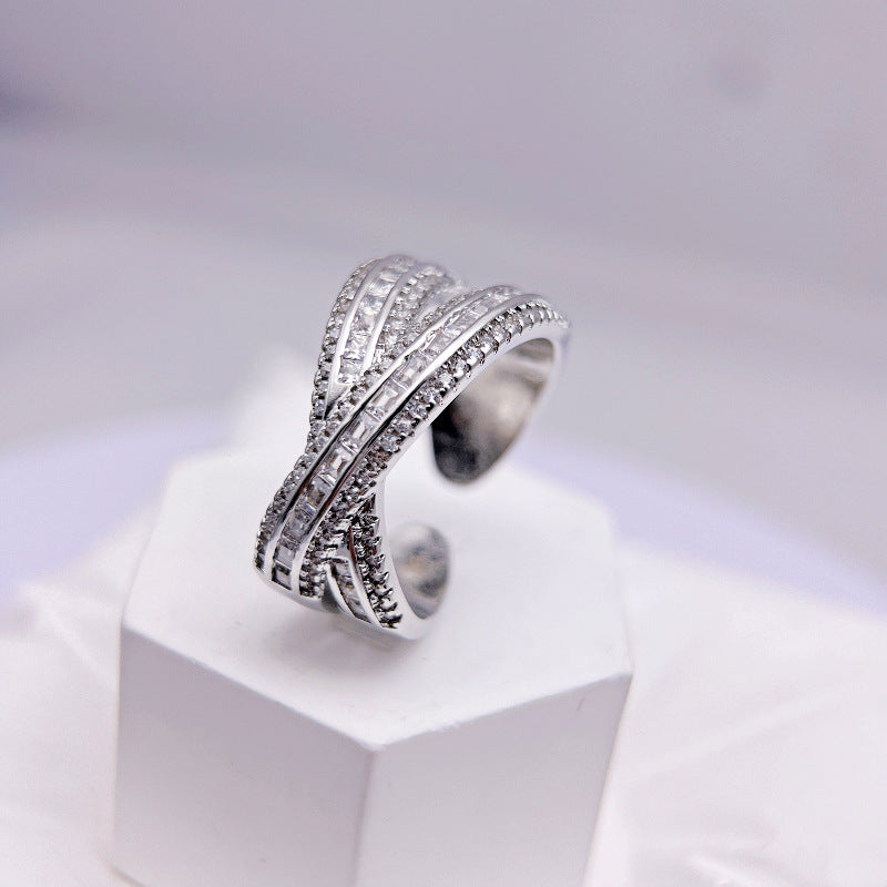 Wholesale Square Diamond Ring Cross Light Luxury Rings ACC-RS-YXY037