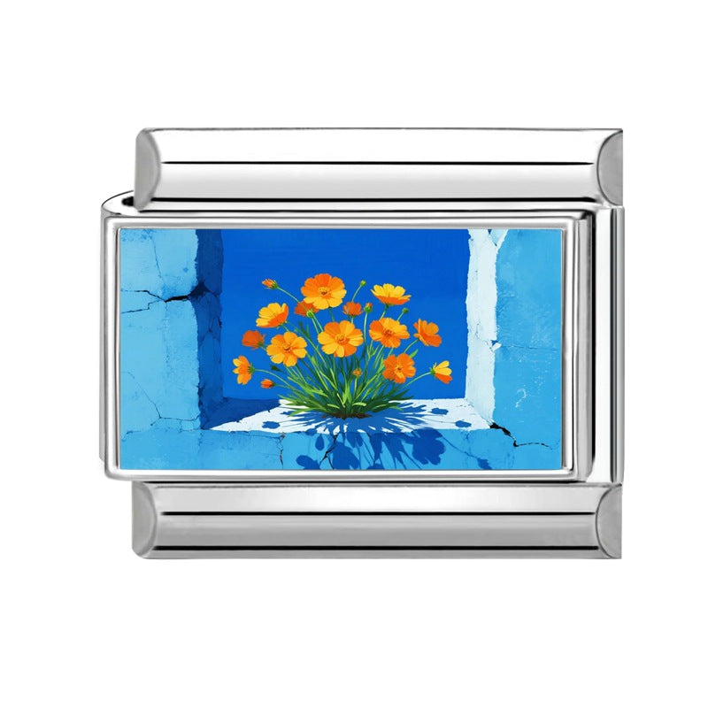 Wholesale Italian Style Plant Floral Stainless Steel DIY Bracelet Accessories - Decorative Charms for Gift Boutique Resale