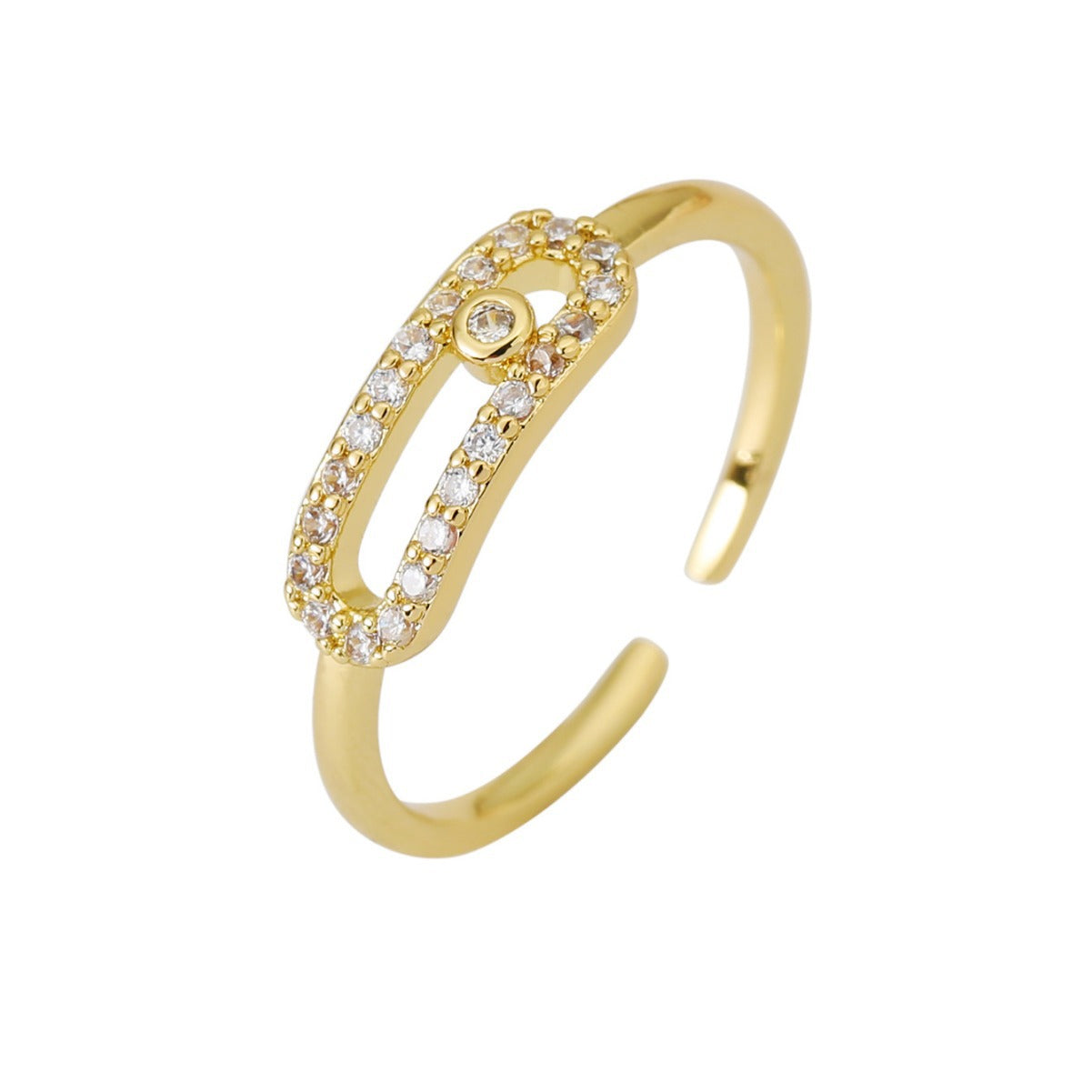 Wholesale  Light Luxury Ring  Opening Zircon Copper Electroplating 18k Gold Fashion Ring